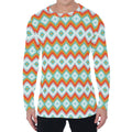 Turquoise Native American Pattern Print Men's Long Sleeve T-Shirt