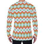 Turquoise Native American Pattern Print Men's Long Sleeve T-Shirt
