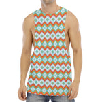 Turquoise Native American Pattern Print Men's Muscle Tank Top