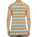 Turquoise Native American Pattern Print Men's Muscle Tank Top
