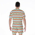 Turquoise Native American Pattern Print Men's Rompers