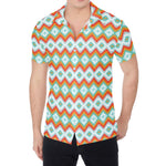 Turquoise Native American Pattern Print Men's Shirt