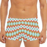 Turquoise Native American Pattern Print Men's Short Boxer Briefs