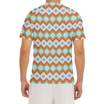 Turquoise Native American Pattern Print Men's Short Sleeve Rash Guard