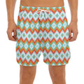 Turquoise Native American Pattern Print Men's Split Running Shorts