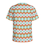 Turquoise Native American Pattern Print Men's Sports T-Shirt