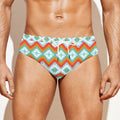 Turquoise Native American Pattern Print Men's Swim Briefs