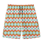 Turquoise Native American Pattern Print Men's Swim Trunks
