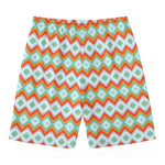 Turquoise Native American Pattern Print Men's Swim Trunks