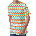 Turquoise Native American Pattern Print Men's Velvet T-Shirt