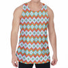 Turquoise Native American Pattern Print Men's Velvet Tank Top