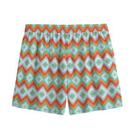 Turquoise Native American Pattern Print Mesh Shorts