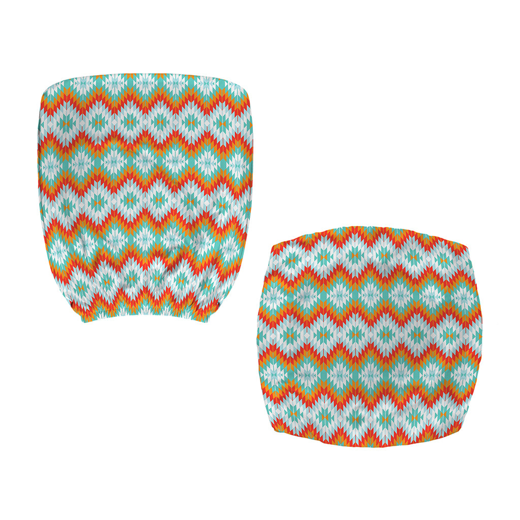 Turquoise Native American Pattern Print Office Chair Cover
