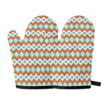 Turquoise Native American Pattern Print Oven Mitts