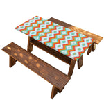 Turquoise Native American Pattern Print Picnic Table Cover