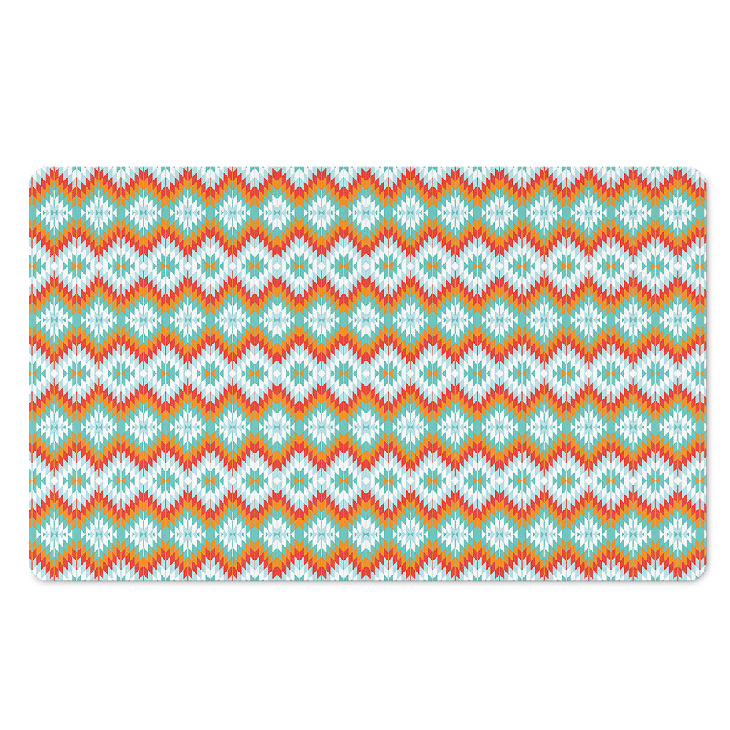 Turquoise Native American Pattern Print Polyester Doormat