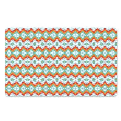 Turquoise Native American Pattern Print Polyester Doormat