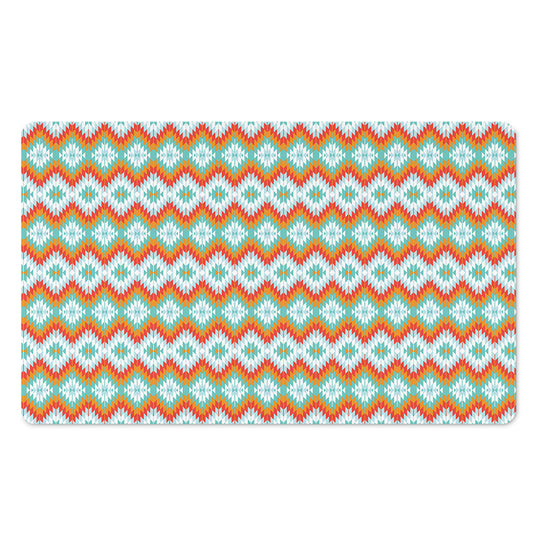 Turquoise Native American Pattern Print Polyester Doormat