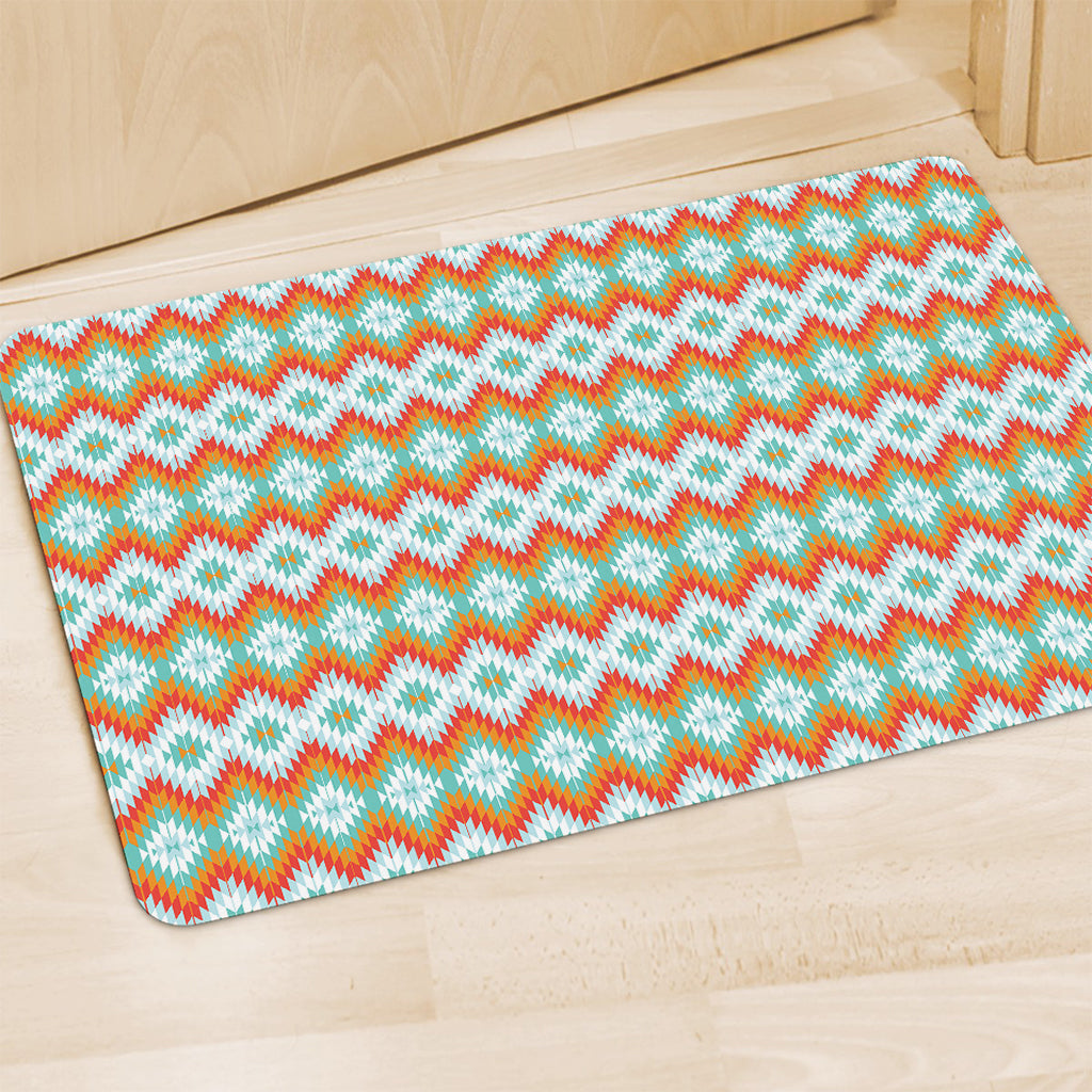 Turquoise Native American Pattern Print Polyester Doormat