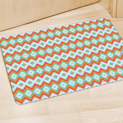 Turquoise Native American Pattern Print Polyester Doormat