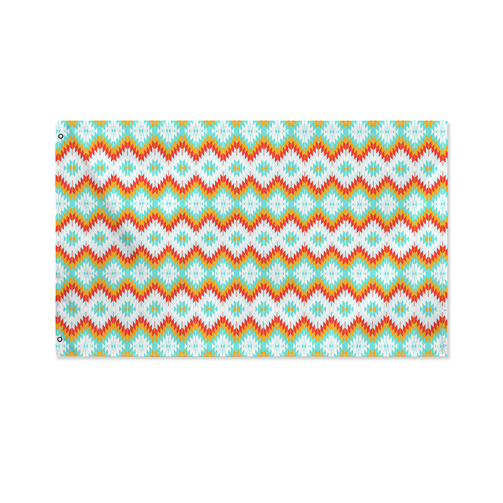 Turquoise Native American Pattern Print Polyester Flag