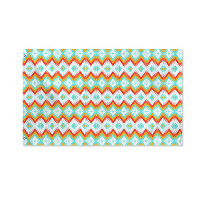 Turquoise Native American Pattern Print Polyester Flag