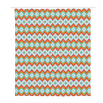 Turquoise Native American Pattern Print Polyester Shower Curtain