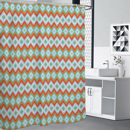 Turquoise Native American Pattern Print Premium Shower Curtain