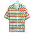 Turquoise Native American Pattern Print Rayon Hawaiian Shirt