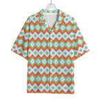 Turquoise Native American Pattern Print Rayon Hawaiian Shirt