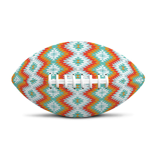 Turquoise Native American Pattern Print Rugby Ball
