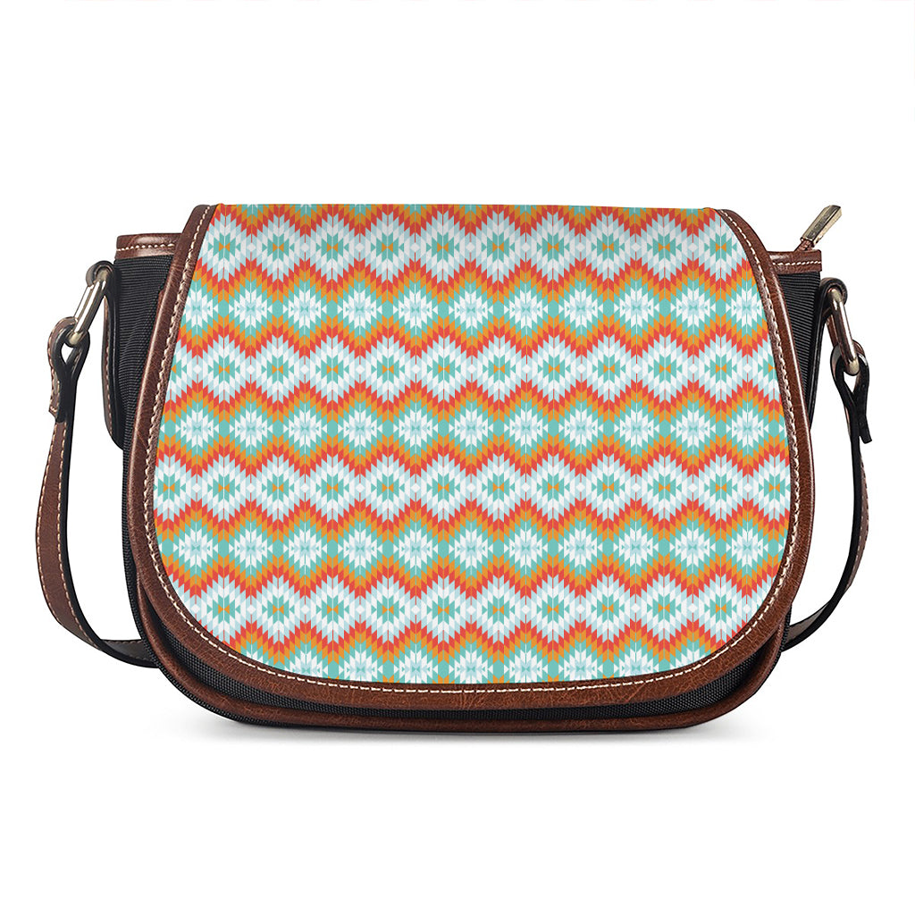 Turquoise Native American Pattern Print Saddle Bag