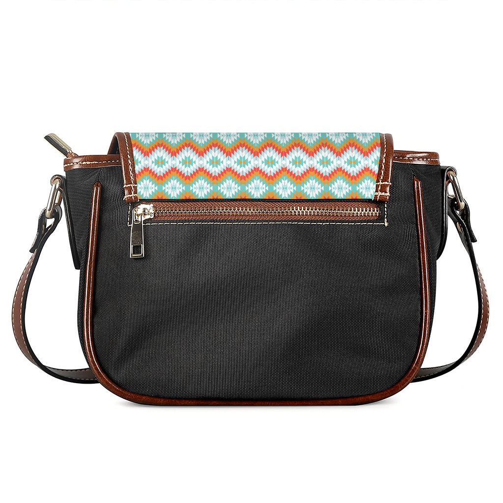 Turquoise Native American Pattern Print Saddle Bag