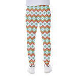 Turquoise Native American Pattern Print Scuba Joggers