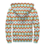 Turquoise Native American Pattern Print Sherpa Lined Zip Up Hoodie