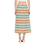 Turquoise Native American Pattern Print Side Slit Midi Skirt