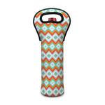 Turquoise Native American Pattern Print Single Neoprene Wine Tote