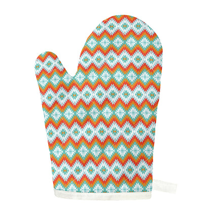 Turquoise Native American Pattern Print Single Oven Mitt