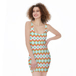 Turquoise Native American Pattern Print Sleeveless Bodycon Dress
