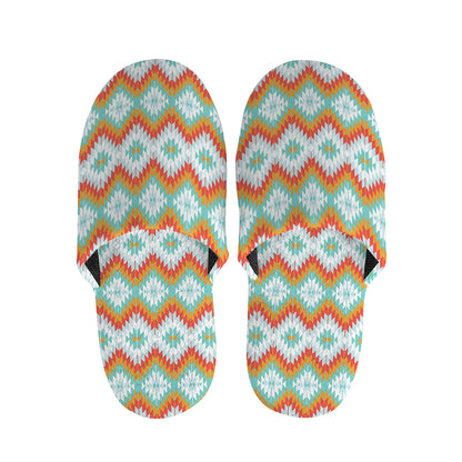 Turquoise Native American Pattern Print Slippers