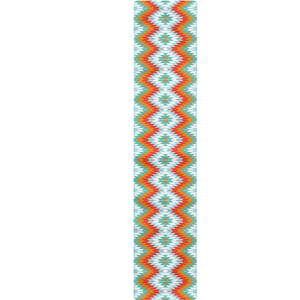 Turquoise Native American Pattern Print Table Runner