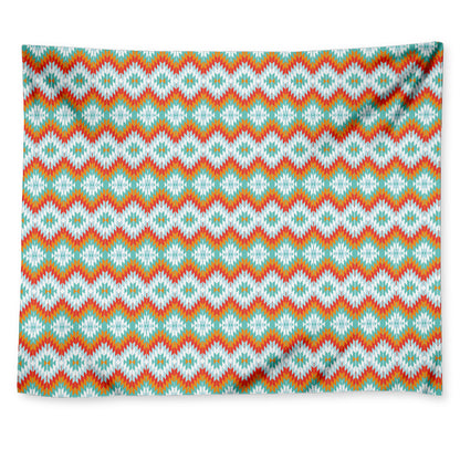 Turquoise Native American Pattern Print Tapestry