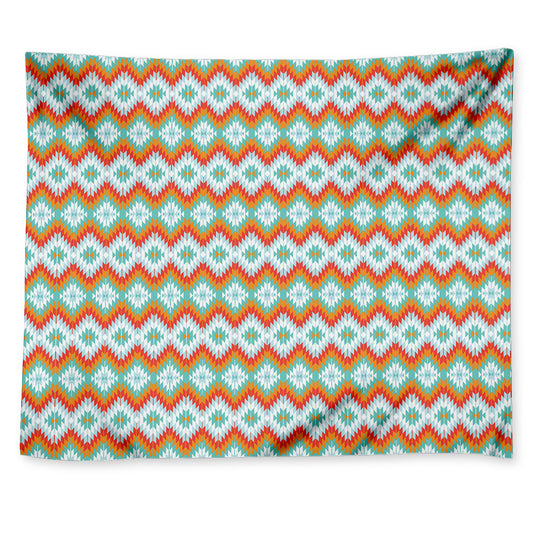Turquoise Native American Pattern Print Tapestry