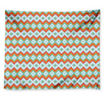 Turquoise Native American Pattern Print Tapestry