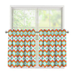 Turquoise Native American Pattern Print Tier Curtains