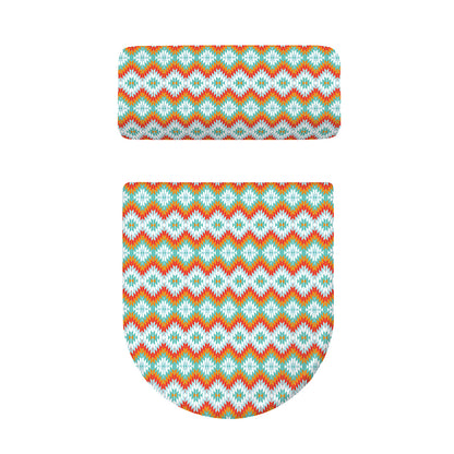 Turquoise Native American Pattern Print Toilet Lid And Tank Cover Set