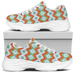 Turquoise Native American Pattern Print White Chunky Shoes