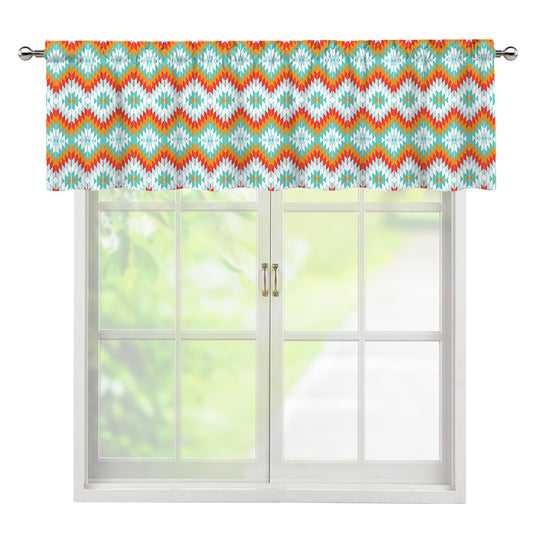 Turquoise Native American Pattern Print Window Valance
