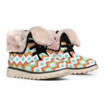 Turquoise Native American Pattern Print Winter Boots