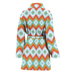 Turquoise Native American Pattern Print Women's Bathrobe